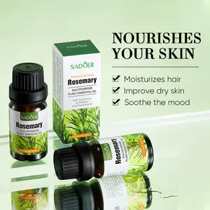 Natural Rosemary Essential Oil 10ml,Multipurpose Plant Oil for Dry Hair Repair & Split Ends,Dry Skin Moisturizer,Aromatherapy Stress Relief,Body Massage & Diffuser Fragrance Oil