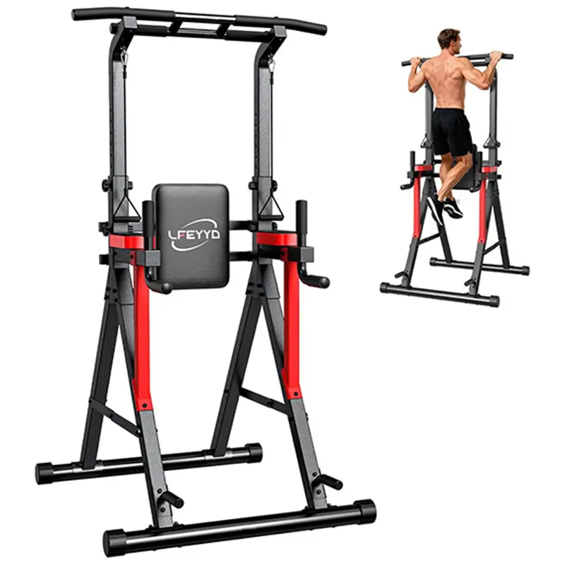 Power Tower Pull Up Bar Free Standing,13-Level Adjustable Height Dip Station with X-Frame Stability