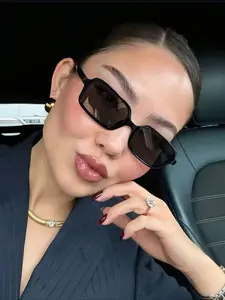 Women's Retro Rectangular Tortoiseshell Sunglasses, Lightweight Durable PC Frame, UV Protection, Casual Fashion Accessory