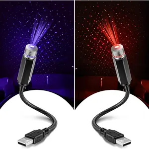 2 Pack USB Star Car Roof Lights Portable Adjustable Mini LED Projection Lamp Romantic Interior Car Lights Ceiling LED Night Lamp Atmosphere Decorations for Ceiling, Bedroom, Party