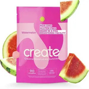 Creatine Monohydrate Gummies - Boost Focus, Strength, and Endurance, Vegan, Gluten-Free, Non-GMO, 90 ct (Watermelon Flavor)