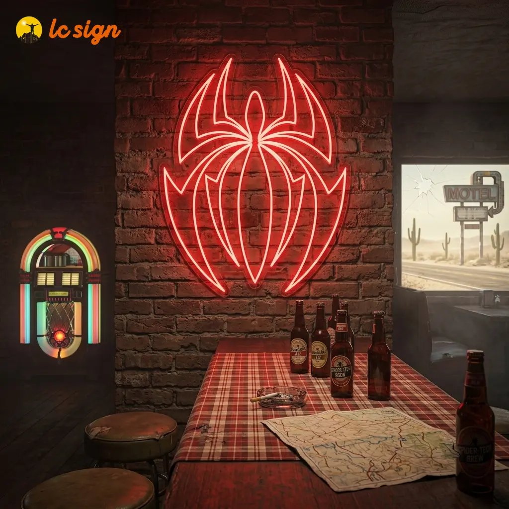 LC SIGN Spider Neon Sign for playrooms,bedrooms, nurseries, playrooms,9.61*11.81in 11.44*14.17in 14.19*17.71in