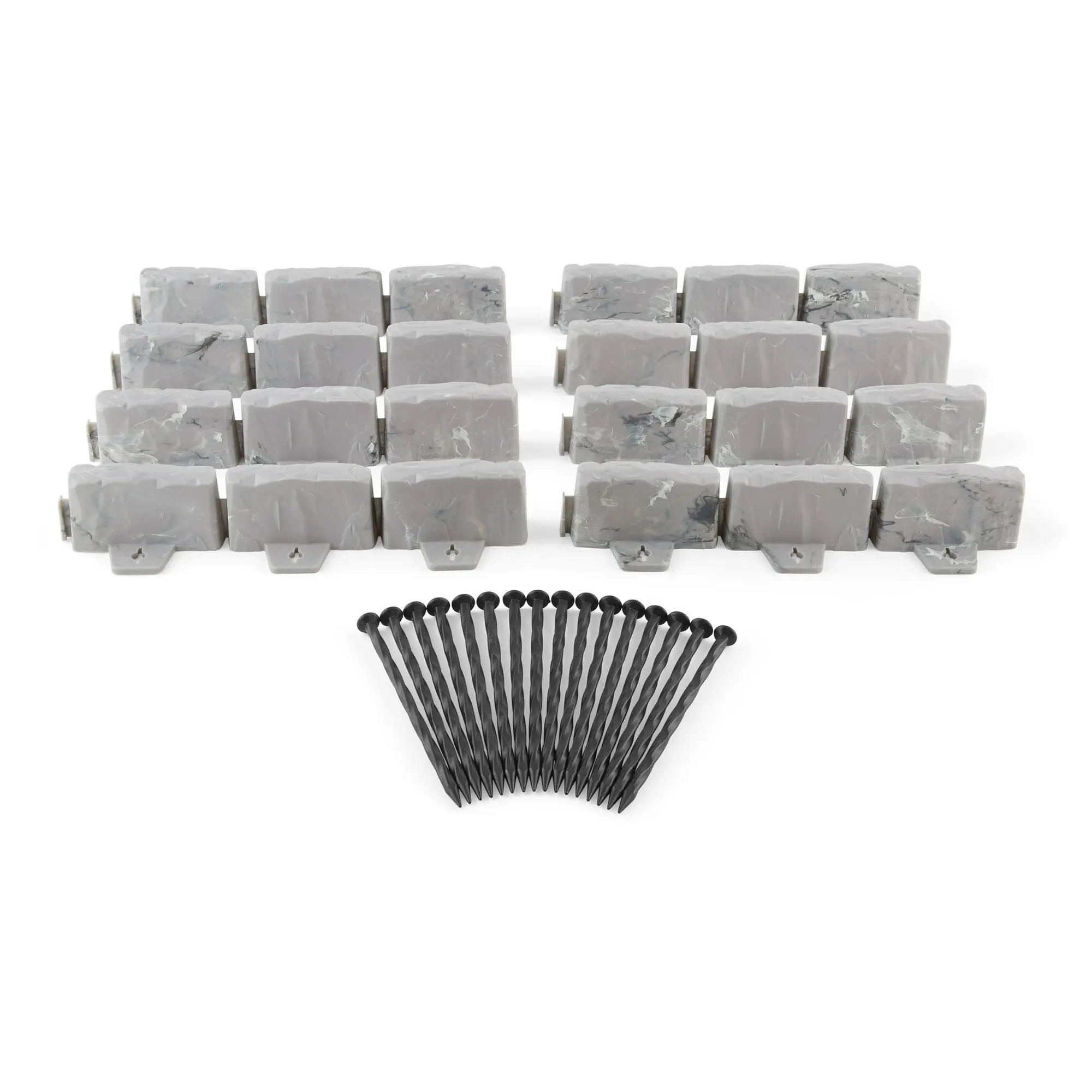 Expert Gardener Faux Stone No-Dig Landscape Edging, 10-ft., Plastic, Gray