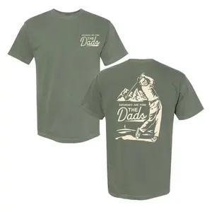 Saturdays Are Fore the Dads Golf T-Shirt, Vintage Golfer Back Graphic Tee with Mountain Scene, Retro Minimal Style Shirt with Front and Back Print, Soft Cotton Blend Shirt, Casual Golf Apparel for Men, Dad Gift Idea