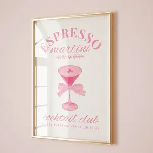 Espresso Martini Cocktail Club, Coquette Room Decor, Bar Cart Decor, Cocktail Poster, Wall Art Prints Trendy, Bar Cart Print, Cin Cin UNFRAMED