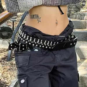 Rivet Belt Fashion Versatile Punk Style Bullet Belt Trendy New Women's Personality Decorative Belt