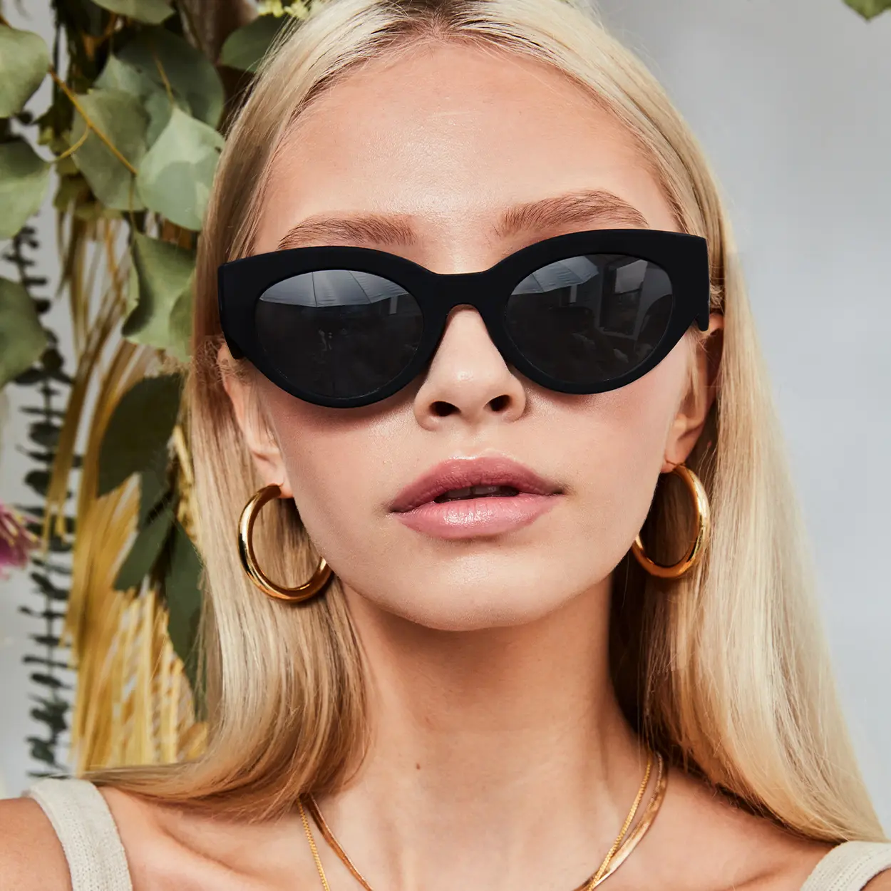 Sustainable Elizabeth - Black Wrap Around Sunglasses with UV 