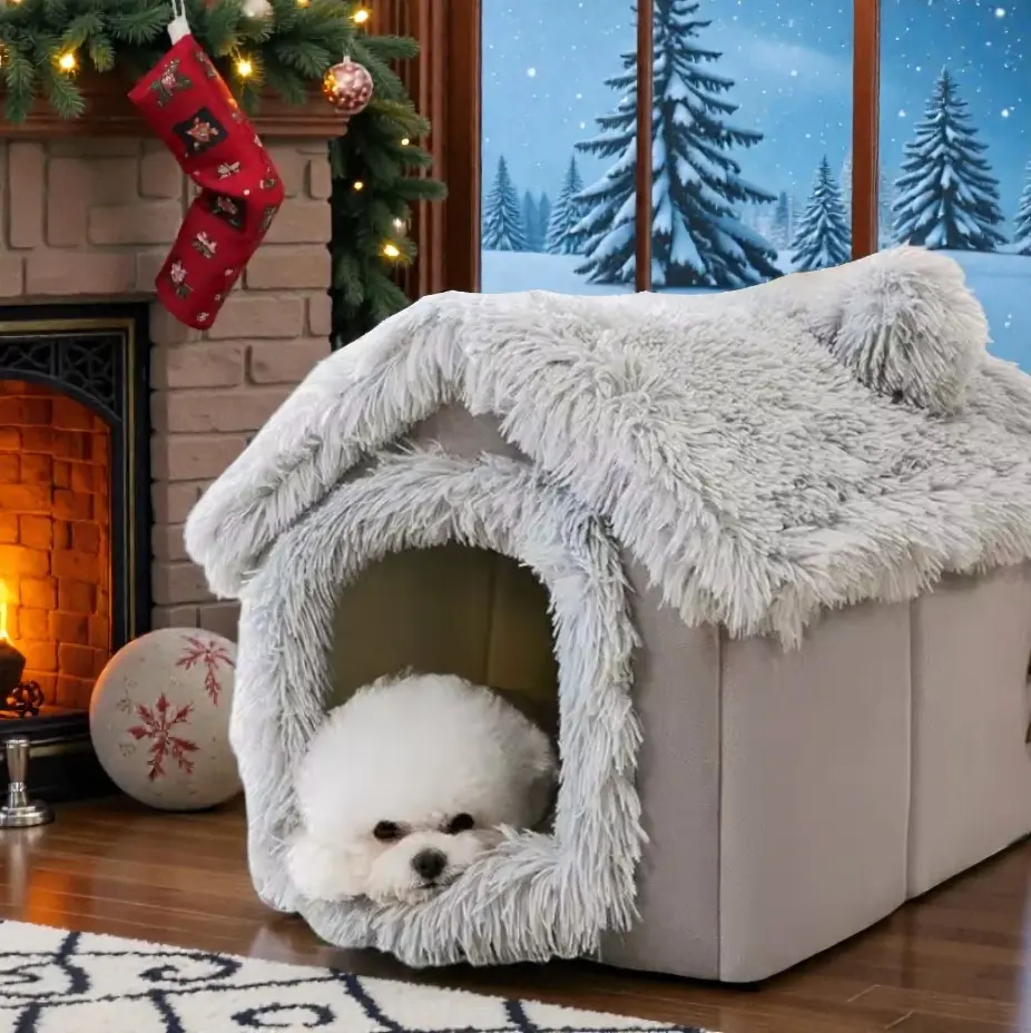 Cozy Pet Bed - Ultra-Soft Plush Insulated Den-Style Winter Hideaway for Furry Friends - Warm & Protective Space for Anxious Pets - Lightweight & Easy to Clean