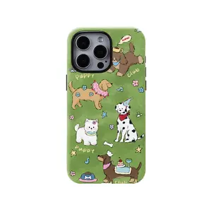 Summer Cute Dog Compatible with iPhone 17 Pro Max Case Tortoise Shell Phone Case for Women Girl Shockproof TPU and Hard PC Protective Cove