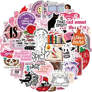 Book Sticker, 50pcs/set Smutty Bookish Sticker Pack for Readers Adult, Vinyl Decals for Laptop Ebook Reader Water Bottle Girls