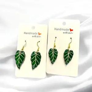 Handmade and Hand Painted Alocasia Clay Earrings
