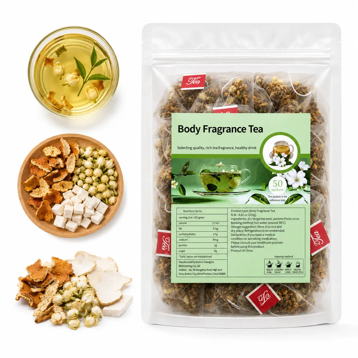 Aromatic Jasmine Floral Herbal Tea 50 Packs Kidney Cleansing Tea Bitter Melon Tea
