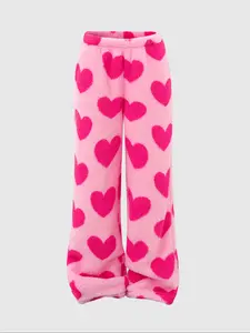 Women's Heart Fleece Wide Leg Pants, Thick Warm Skin-Friendly Home Casual Pants, Fall & Winter Loose-Fitting Daily Wear