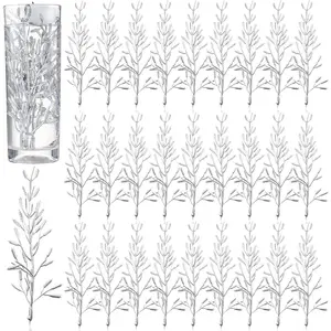 80 Pieces Faux Flowers 6 x 2 Inch Vase Filler for Floating Candles Centerpiece Mini Flower Filler for Wedding Dinning Table Party Home Bar Restaurant Decoration(Silver)