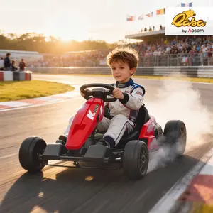 Qaba Electric Go Kart, 24V 9Ah Big Battery, Kids Drift Kart with Dual 150W Motors, Adjustable Seat & 11.2MPH High Speed, Slow Start, 5-Point Harness, for 6-12 Years