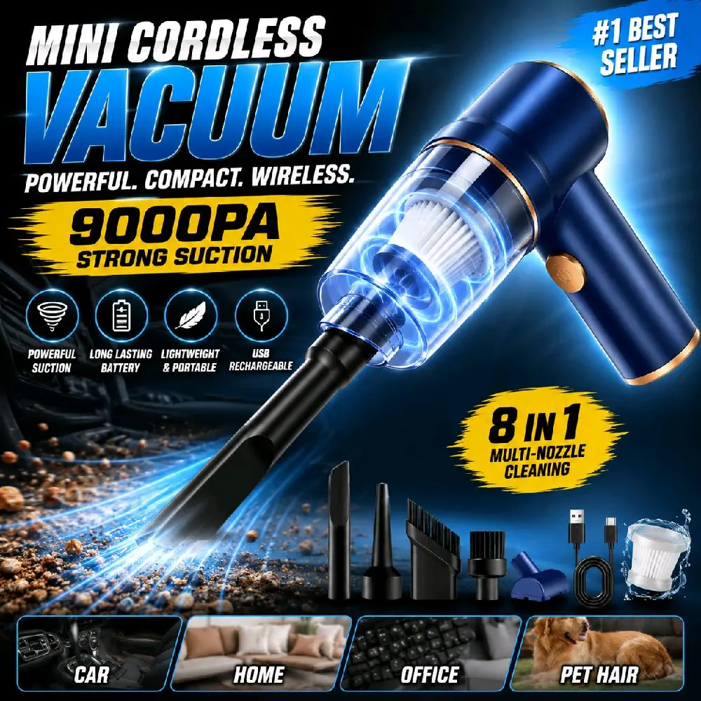 Mini Cordless Vacuum Cleaner, Portable Handheld Vacuum for Car, Home & Office, Rechargeable Wireless Car Vacuum, Compact Powerful Suction Dust Buster for Crumbs, Pet Hair, Dirt & Debris, Lightweight Cleaning Gadget