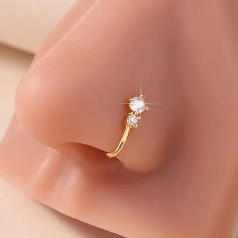 1Pc Fake Nose Ring for Women Gold Silver Nose Cuffs Nostril Nose Ring U-shaped Clip on Nose Ring Non Piercing Faux Nose Piercings Jewelry Fashion Body Jewelry Accessory