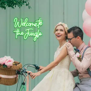 Welcome To The Jungle Neon Sign, USB Plug Powered LED Wall Mounted Light, Decorative Light for Restaurant, Bar, Shop, Cafe, Hotel, Home Room