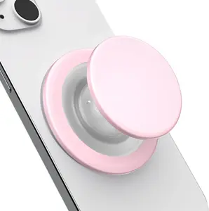 for Magsafe Phone Grip, Magnetic Phone Grip Holder, Magnetic Collapsible Expandible Mobile Phone Grips Stand Holder for iPhone 17 16 15 14 13 12 Series, Transparent Pink