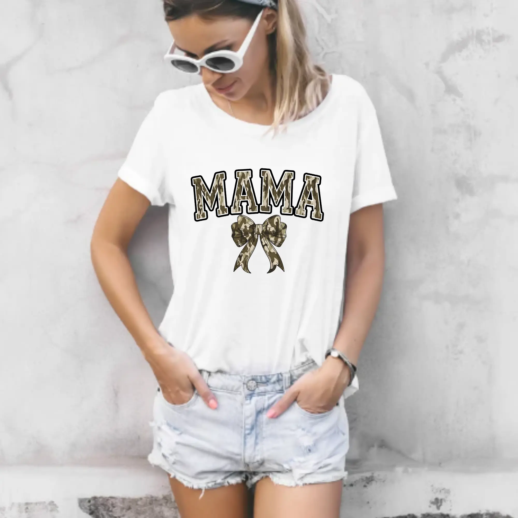 Camo Mama Ready-to-Press DTF Print - Craft DIY Material, Easy Transfer Trendy Design DIY Product for T-Shirt Apparel Decorating