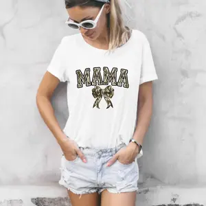 Camo Mama Ready-to-Press DTF Print with Camo Bow - Printing Accessory for T-Shirt Apparel