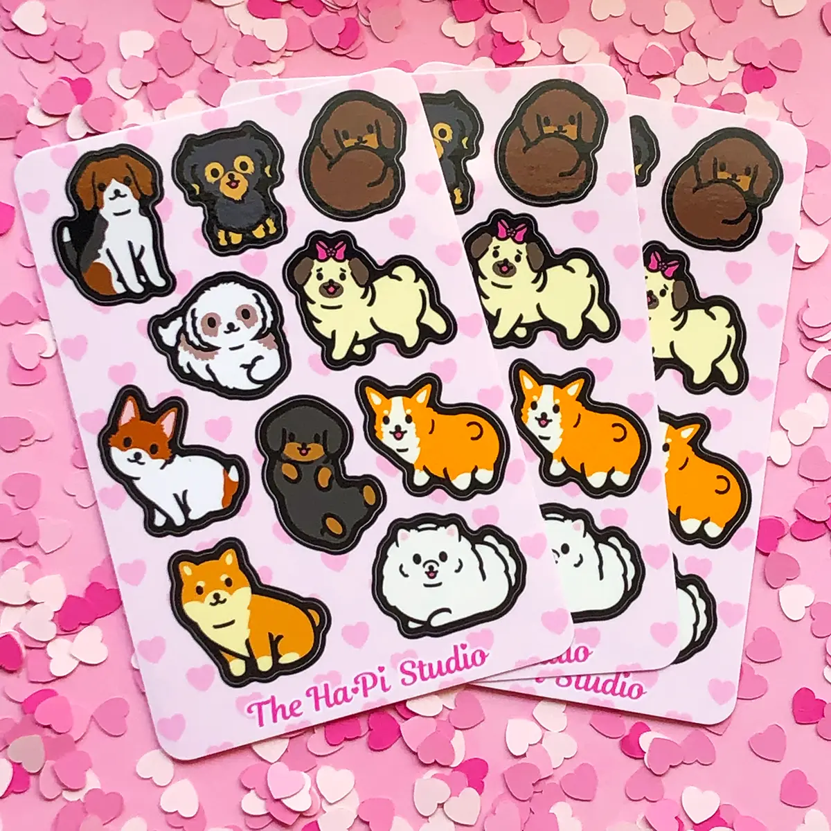 Smol Doggos Glossy Vinyl Sticker Sheet | Beagle, Yorkie, Dachshunds, Shih Tzu, Pug, Jack Russell Terrier, Corgi, Shiba Inu, and Pomeranian stickers | Waterproof and weatherproof stickers