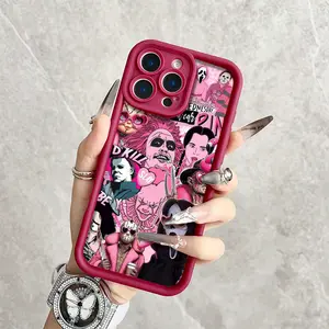 Pink Horror for phone case, compatible with iPhone 17 Pro Max, 16 Pro Max，15 Pro, 14, 13, 12, 11, XR, XS Plus, SE, Mini. Made from soft TPU shock-resistant silicone material, this stylish street-style gift is perfect for any occasion.