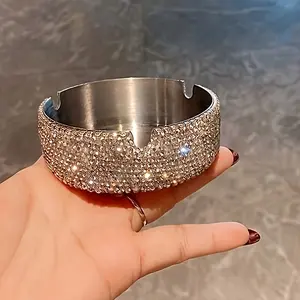 1pc Ashtray, Luxury Rhinestone Creative Light Ashtray For Desktop Decoration, Car