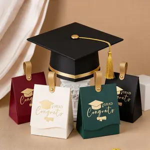 30pcs Graduation Party Candy Gift Box, Portable Holiday Party Box, Leather Handle, Champagne Olive Colors, Elegant Gift Box, Gift Box Design