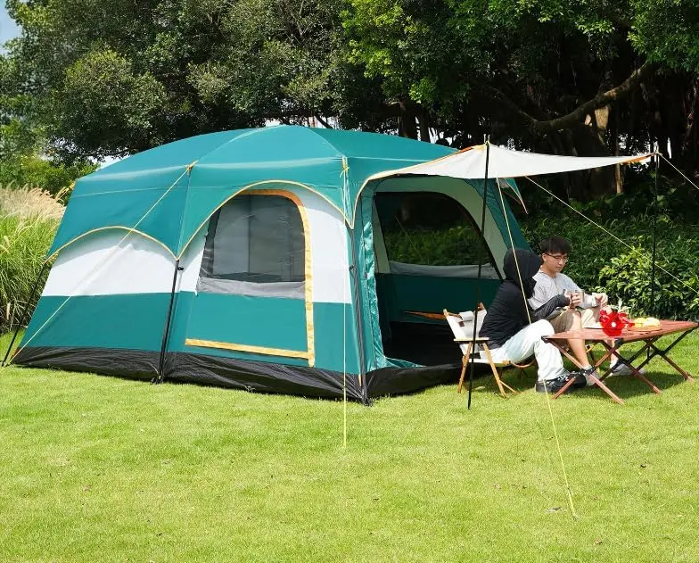 Portable Family Camping Shelter – Large Waterproof Tent with Sunshade Porch and Spacious Interior
