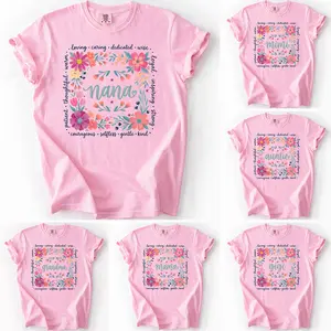 Custom Comfort Colors Nana Floral Shirt, Personalized Loving Caring Dedicated Mama T-Shirt, Floral Grandma Auntie Mimi Gigi Lala Yaya Shirt