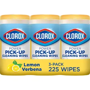 Clorox Power Pick-Up Cleaning Wipes, Lemon Verbena, 75 Paper Towel Wipes, Pack of 3 (Pack May Vary)