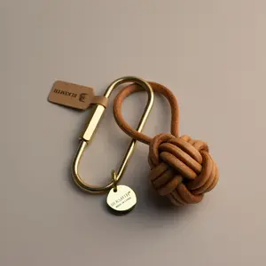 Cartoon Anime Sports Themed Leather Braided Ball Keychain, Stainless Steel & Brass Round Key Ring with Spiral Clasp, Decorative Doll & Rope Design, Valentine'S Day Gift, Women'S Fashion Accessory
