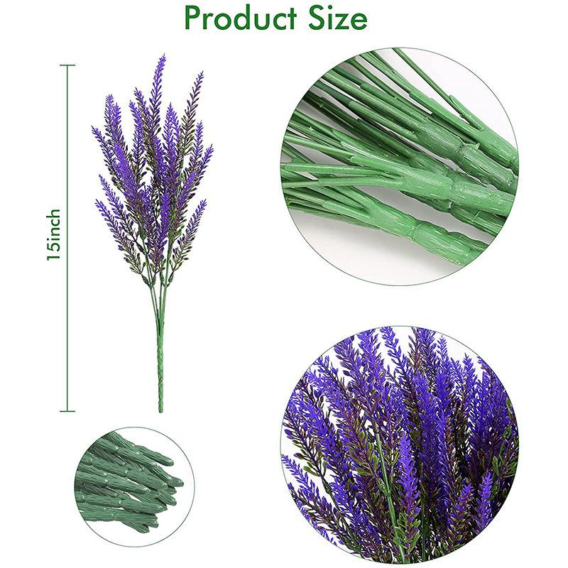 12-Piece Realistic Artificial Lavender Flowers UV-Resistant Weather-Resistant for Indoor Outdoor Decoration Lifelike Simulated Plants