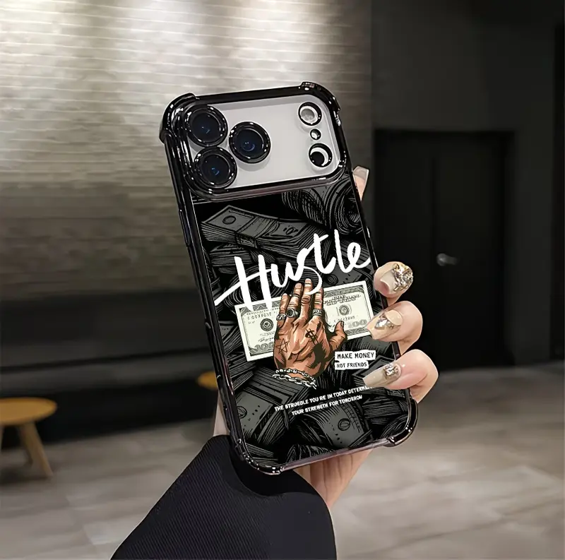 Custom "Hustle-Make Money Not Friends" Aesthetic Vintage Smartphone Case Cover, Soft Silicone TPU Shockproof Protection Accessory, Compatible with iPhone 17/16/15/14/13/12 Plus Pro Max Ultra & Samsung 22/23/24/25 Plus Pro Max Ultra, Trendy Gift