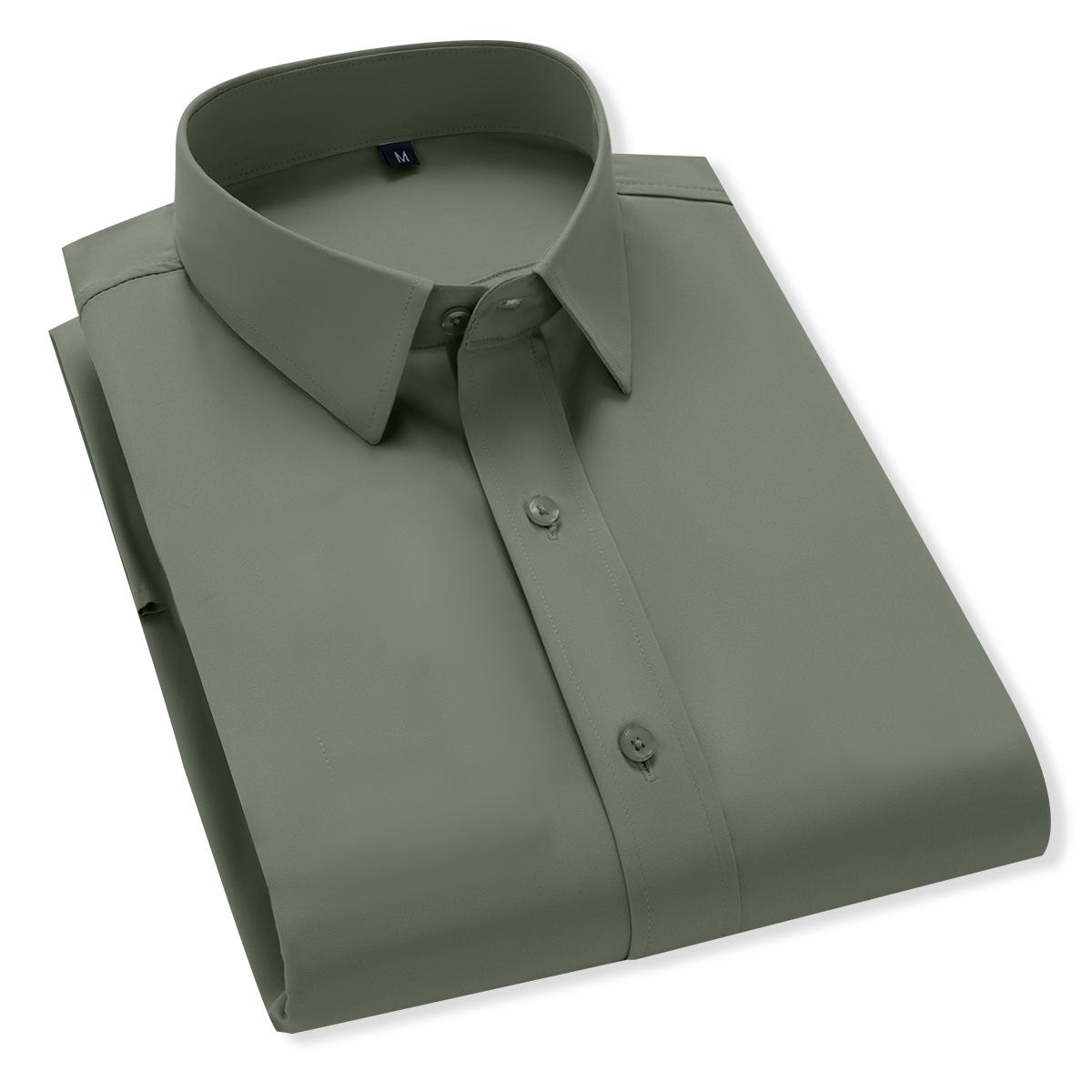 Men's business casual button-up shirt - elegant solid color dress shirt, multi-scene wedding/party/workplace wear, all-season thin anti-wrinkle style