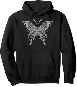 Butterfly with henna art patterns by Mortal Designs Pullover Hoodie - Nicolekhach Shop 32B0BRGMBYMK