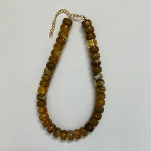 Amber Resin Beaded Necklace Warm Honey Tones Handcrafted with Natural Resin Beads for Elegant Everyday Wear