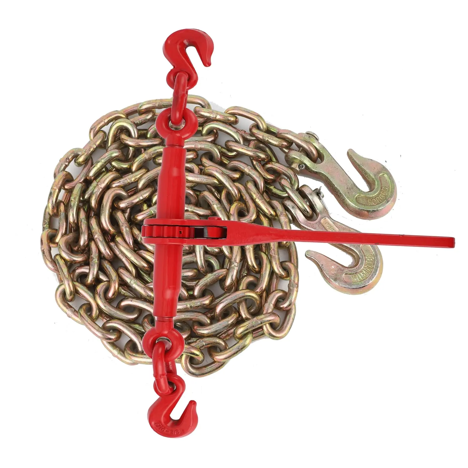 Gaomon Heavy Duty Grade 70 Chain Binder Kit - 3/8"-1/2" Binder, 3/8"×10ft Chain with Grappling Hook, for Industrial Towing