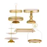 ZUMELER Champagne Gold 5Pcs Metal Cake Stands Set - Round Cupcake Holder with Handle, Hollow Serving Tower Tray with Champagne Gold Tiers for Wedding, Baby Shower Home & Party Supplies