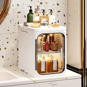 1PC Shower Storage Cabinet with Compartments, Multi-Tier Foldable Bathroom Organizer with Wheels, Bathroom Counter Organizer, Ideal for Bathroom, Toiletries & Towels, Shower Caddy, Bathroom Organization