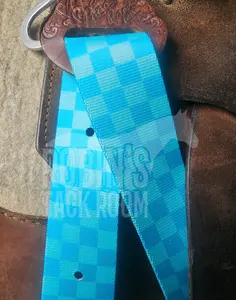 Blue checkered latigo and off billet set