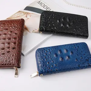 2026 Embossed Texture Faux Leather Zip-Around Long Wallet in Microfiber Leather  Multiple