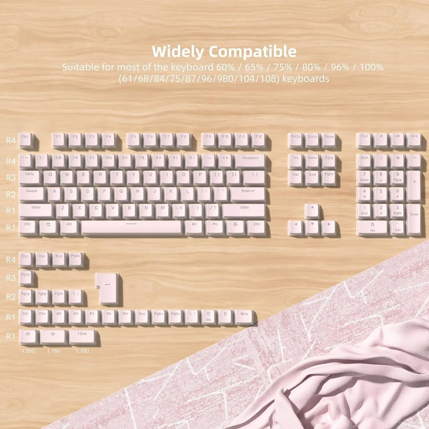 Womier Pudding Keycaps,Shine Through Key Cap OEM Profile for MX-stem Switches Mechanical Keyboard