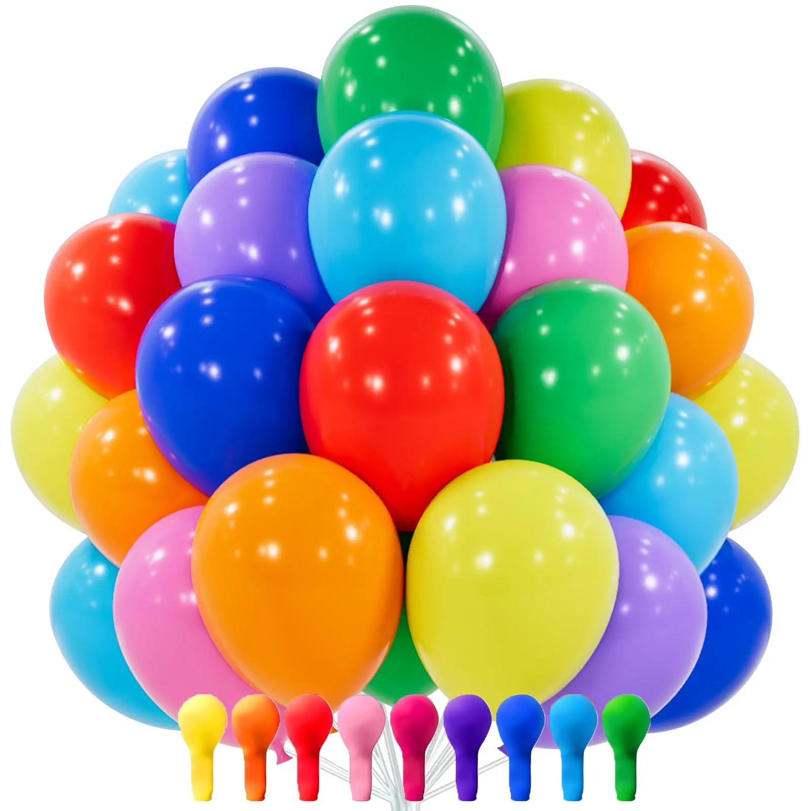 PartyWoo 100pcs 12in Latex Balloons Various Colors Pack - Floatable Colorful Balloons Assortment Set for Home Accessories, Birthday Decorations