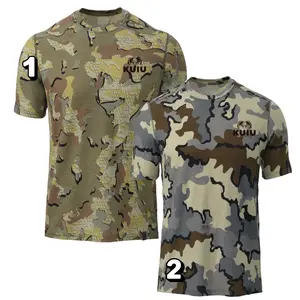 Kuiu ULTRA Merino 120 LT SS Crew T-Shirt, Green Woodland Camouflage Shirt, Tactical Outdoor Tee, Moisture Wicking Athletic Shirt, Breathable Fishing Shirt, Lightweight Hiking Tee
