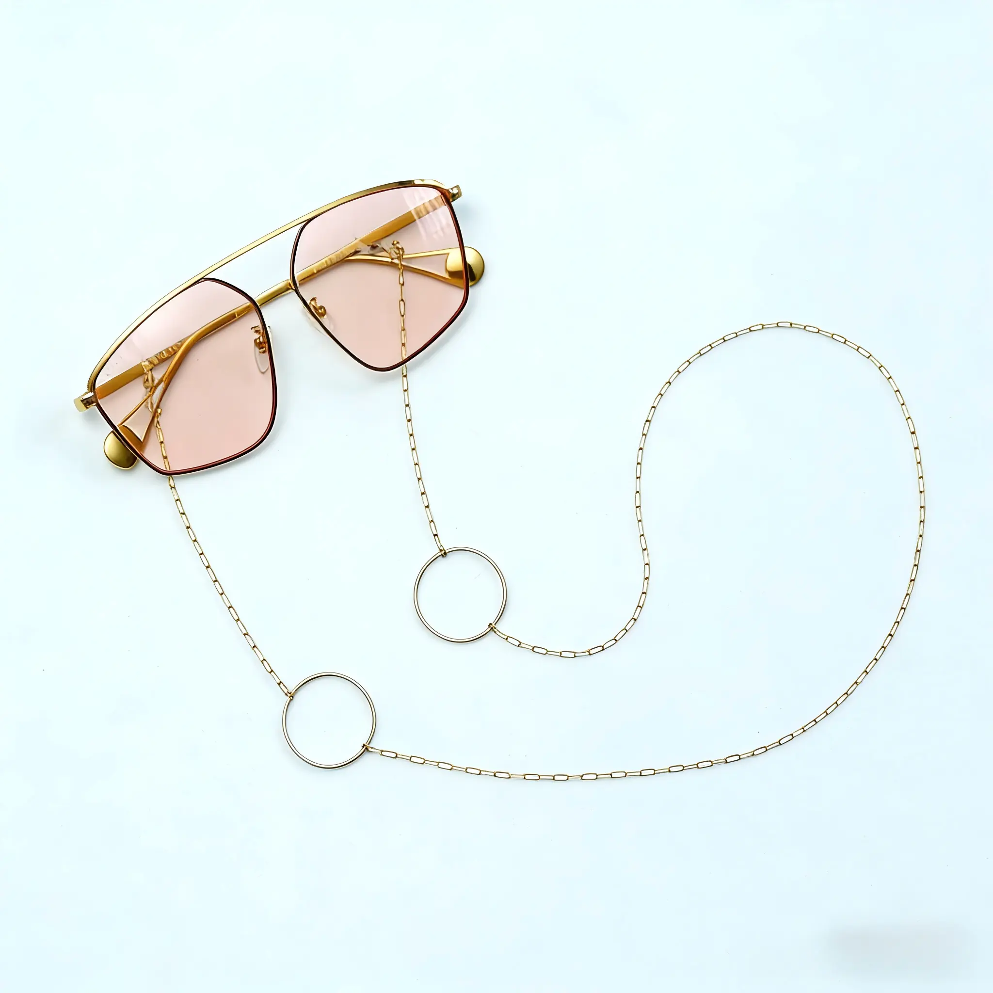 14K Gold Multi-Ring Eyeglass Chain | Minimalist Unisex Necklace & Sunglass Holder