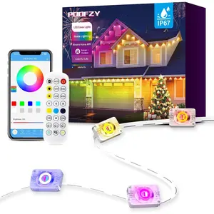 Permanent Outdoor Lights for House,200ft RGB+IC Smart Outdoor Decor, 50 Scene Modes,App/Remote Control,IP67 Waterproof,for Christmas,Halloween,Daily & Holiday Party Decor,House Roof Lighting
