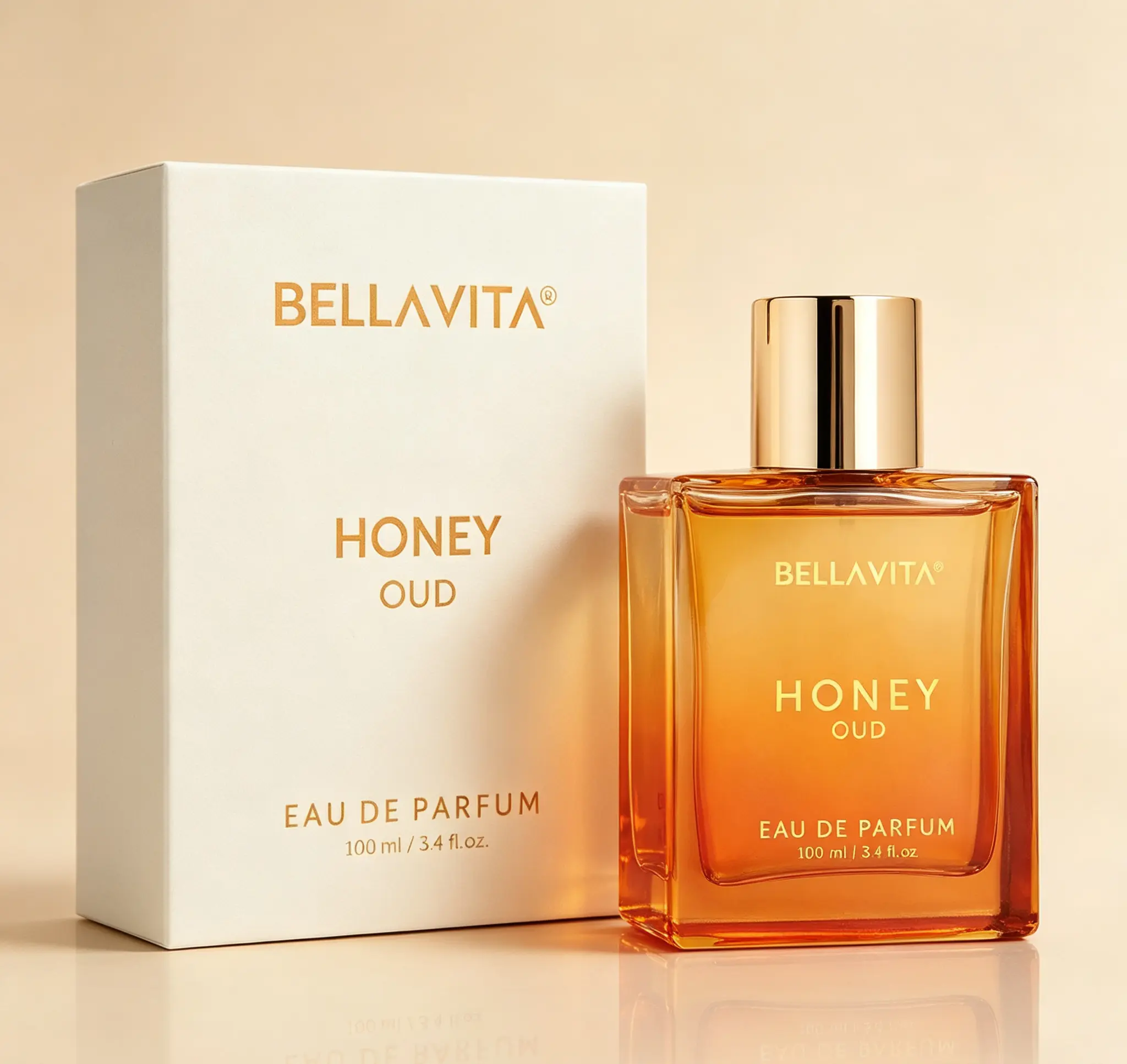 Bella Vita Luxury Honey Oud Eau de Parfum 100ml Unisex Perfume, Patchouli Vanilla Bergamot Floral Spicy Scent, Vegan Essential Oils, Long Lasting Fragrance, Premium Valentine’s Day Gift for Men Women