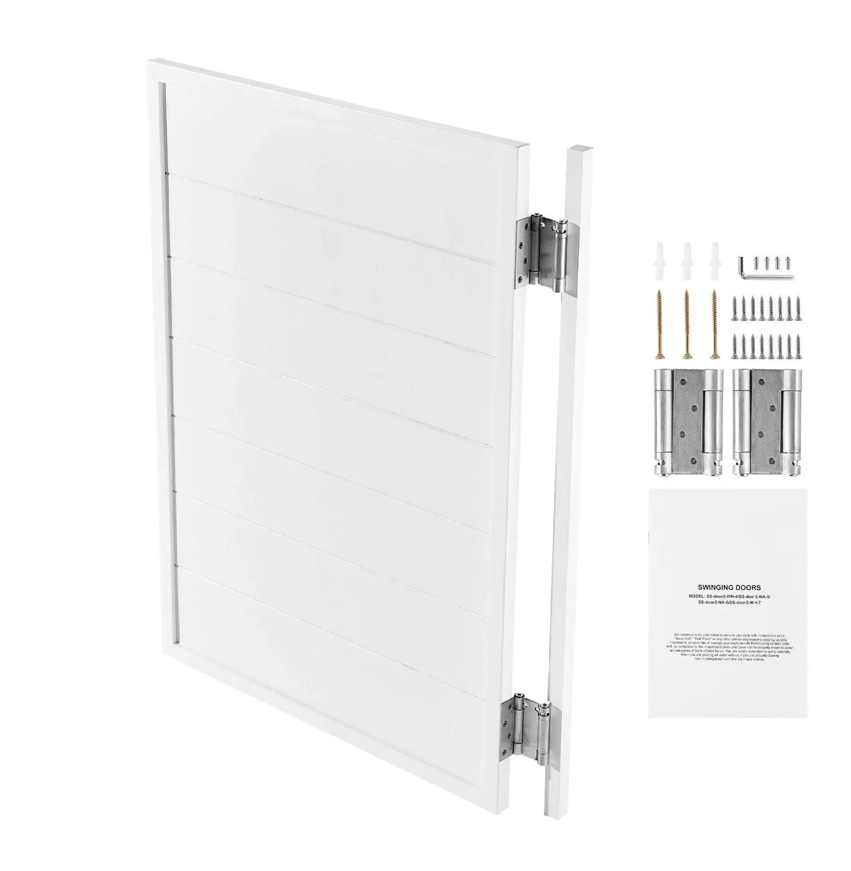 Saloon Doors 32"W x 42" H Swinging Cafe Doors, Pine Wood Interior Doors with Hinges & Hardware, White Finish for Kitchen Bar Pub W32xH42 inch Single Door